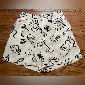 Blu Pepper Artistic Black and White High Waist Shorts